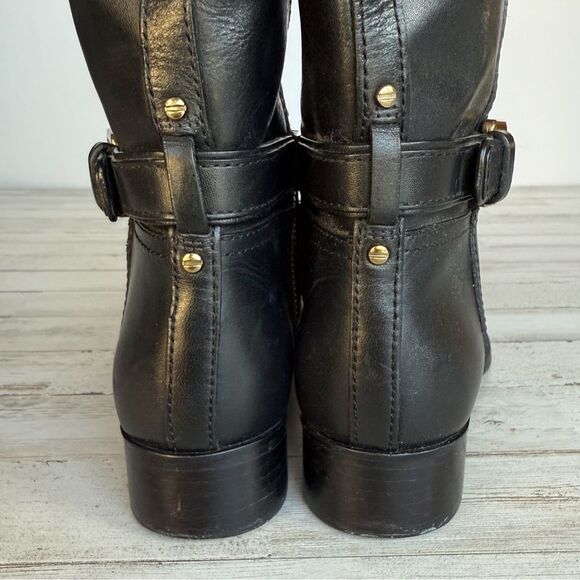 Tory Burch Blaire Tall Riding Boots Women’s Size 6 Black Leather Gold Hardware - Picture 7 of 16